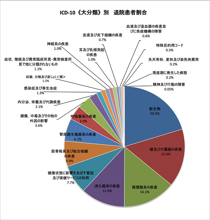ICD-10（大分類）退院患者別比率